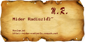 Mider Radiszló névjegykártya